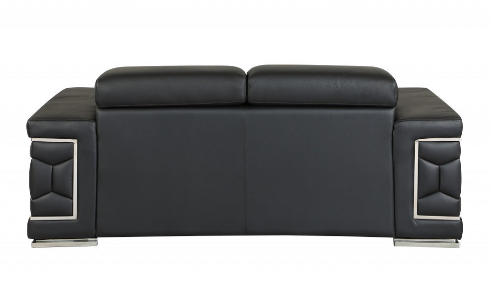 71" Sturdy Black Leather Loveseat By Homeroots | Loveseats | Modishstore - 4