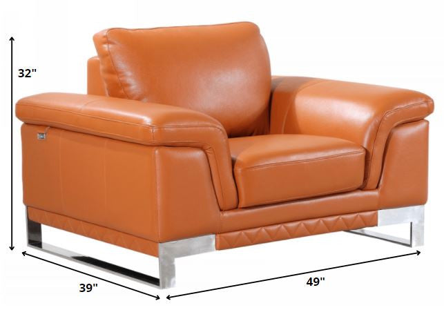 96" Lovely Camel Leather Sofa Set By Homeroots | Sofa Set | Modishstore