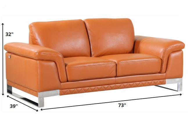 32" Lovely Camel Leather Sofa By Homeroots | Sofas | Modishstore - 3