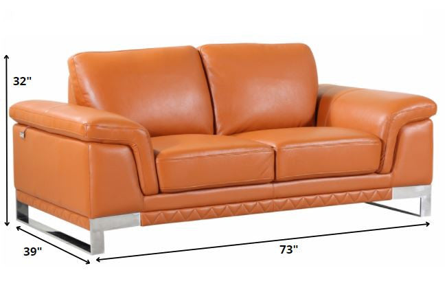 96" Lovely Camel Leather Sofa Set By Homeroots | Sofa Set | Modishstore - 2