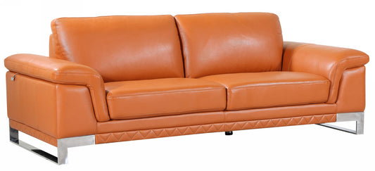 32" Lovely Camel Leather Sofa By Homeroots