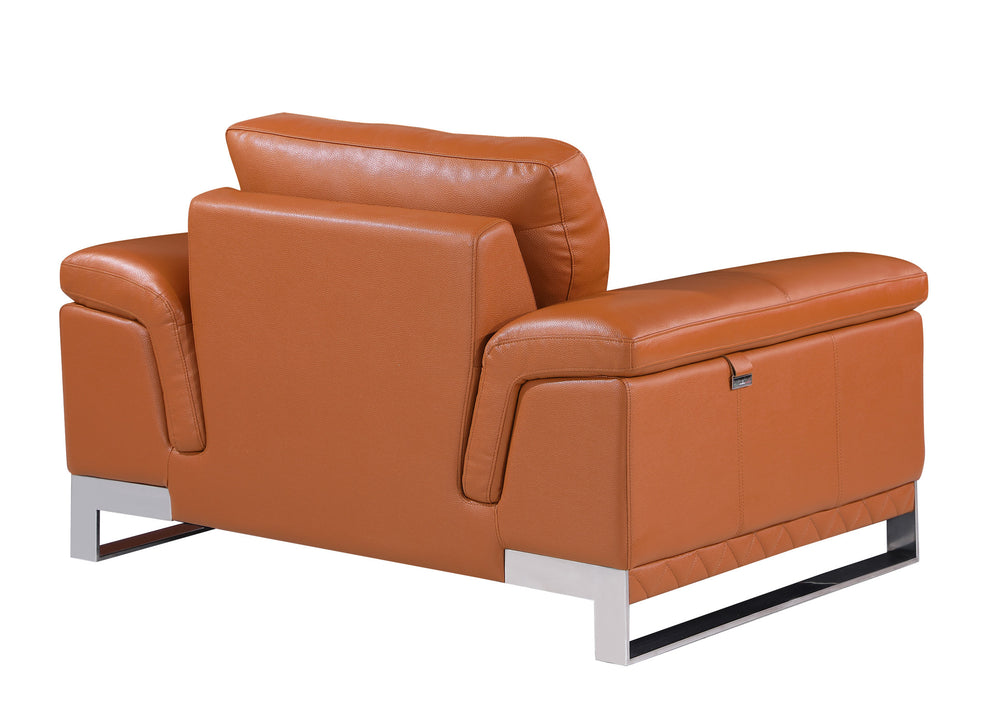 32" Camel Lovely Leather Chair By Homeroots | Armchairs | Modishstore - 3
