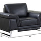 96" Lovely Black Leather Sofa Set By Homeroots | Sofa Set | Modishstore