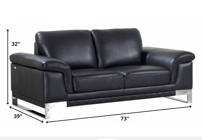 32" Lovely Black Leather Sofa By Homeroots | Sofas | Modishstore - 3
