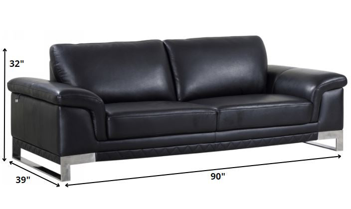 32" Lovely Black Leather Sofa By Homeroots | Sofas | Modishstore - 4