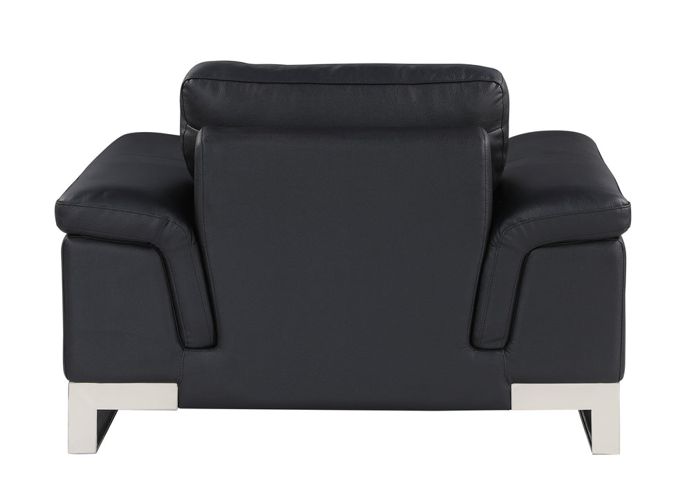 32" Black Lovely Leather Chair By Homeroots | Accent Chairs | Modishstore - 3