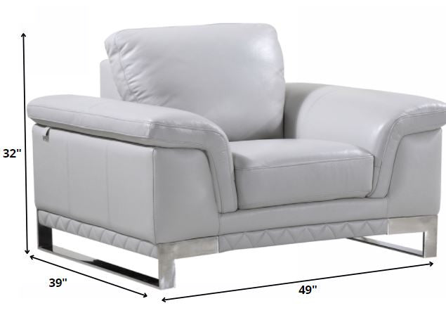 96" Lovely Light Gray Leather Sofa Set By Homeroots | Sofa Set | Modishstore - 2