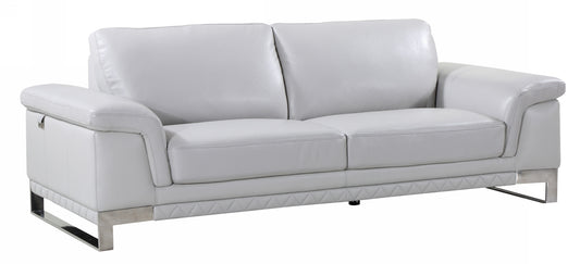 32" Lovely Light Grey Leather Sofa By Homeroots