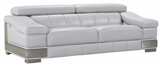 Lovely Light Grey Leather Sofa By Homeroots