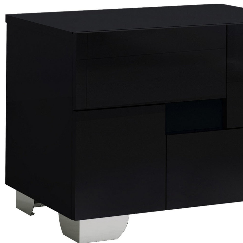 18" Superb Black High Gloss Nightstand By Homeroots | Nightstands | Modishstore - 4