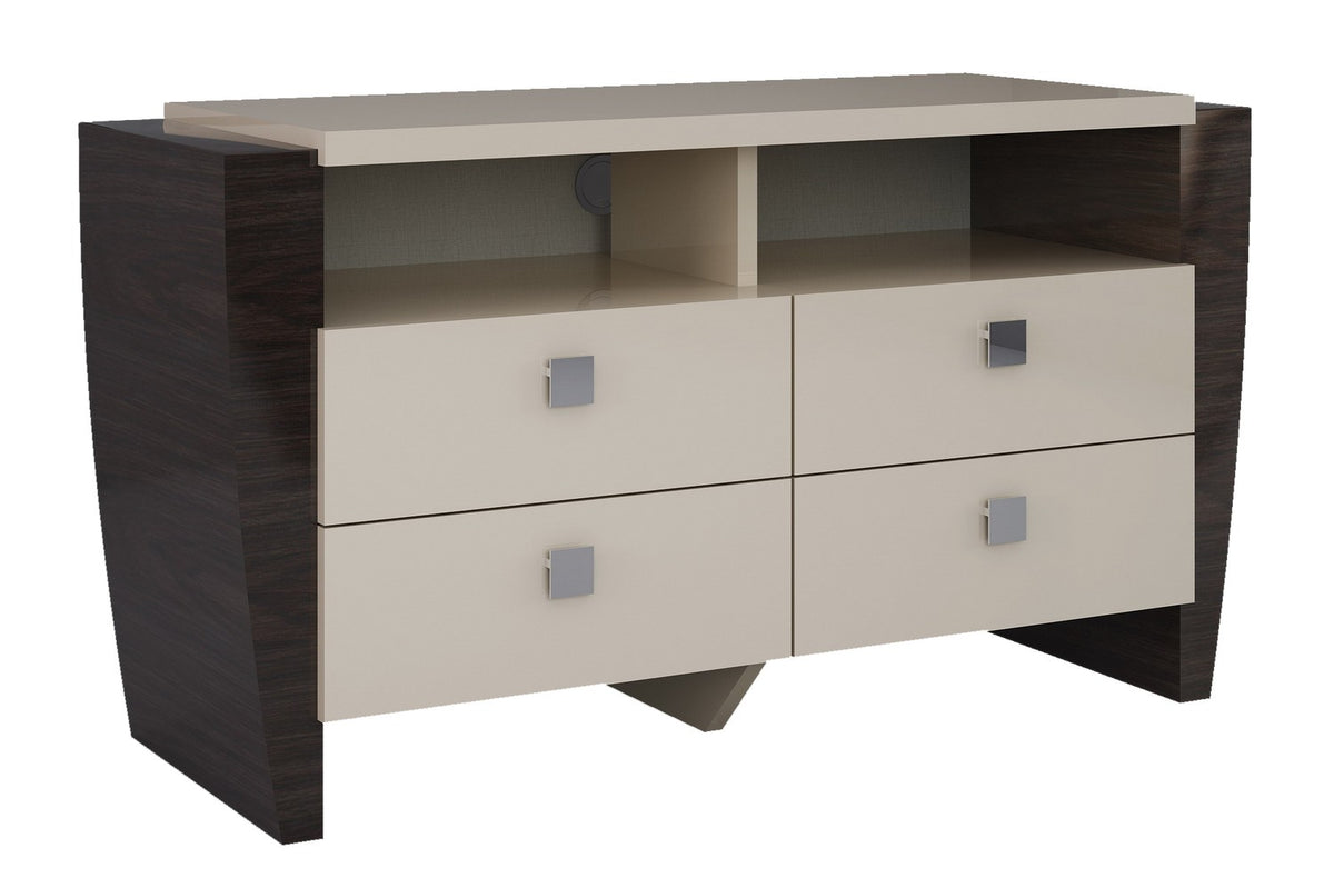 28" Refined Beige High Gloss TV Entertainment Unit By Homeroots | TV Stands | Modishstore