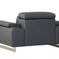 93" Tasteful Dark Grey Leather Sofa Set By Homeroots | Sofa Set | Modishstore - 4