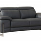 31" Tasteful Dark Grey Leather Loveseat By Homeroots | Loveseats | Modishstore - 2