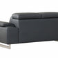 31" Tasteful Dark Grey Leather Loveseat By Homeroots | Loveseats | Modishstore - 4