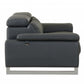 31" Tasteful Dark Grey Leather Loveseat By Homeroots | Loveseats | Modishstore - 5