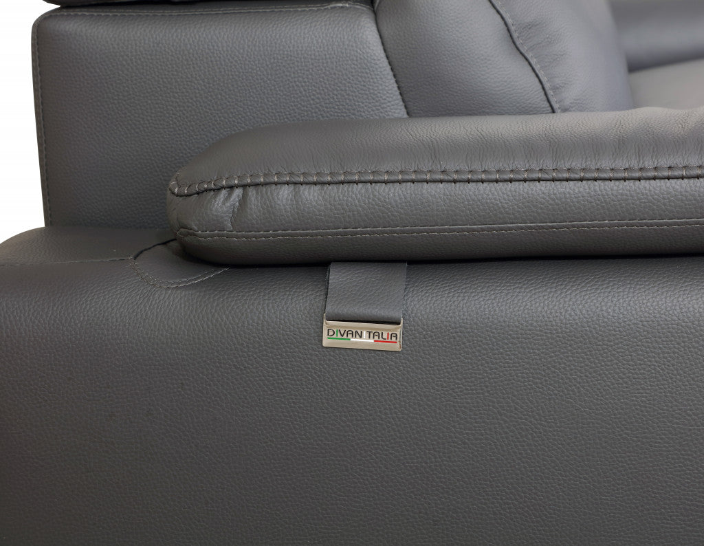 31" Tasteful Dark Grey Leather Loveseat By Homeroots | Loveseats | Modishstore - 6