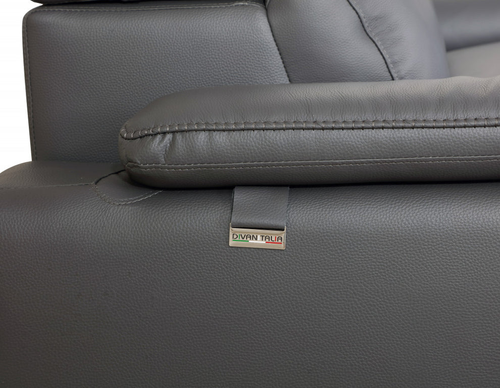 31" Tasteful Dark Grey Leather Loveseat By Homeroots | Loveseats | Modishstore - 6