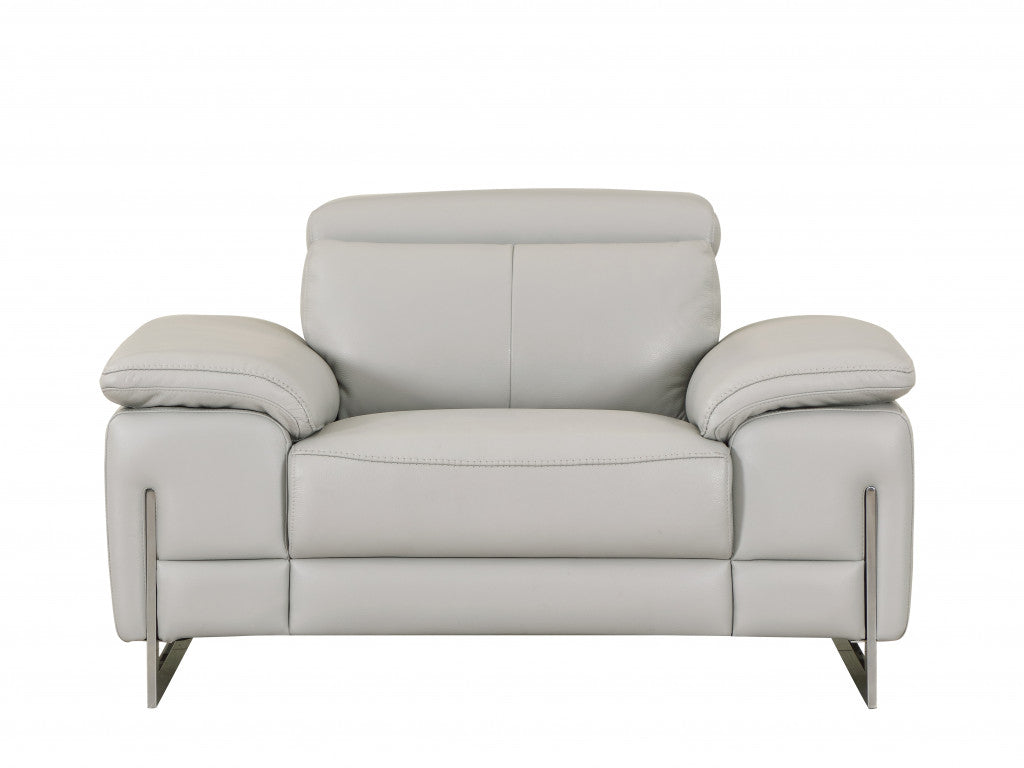 93" Tasteful Light Grey Leather Sofa Set By Homeroots | Sofa Set | Modishstore - 3