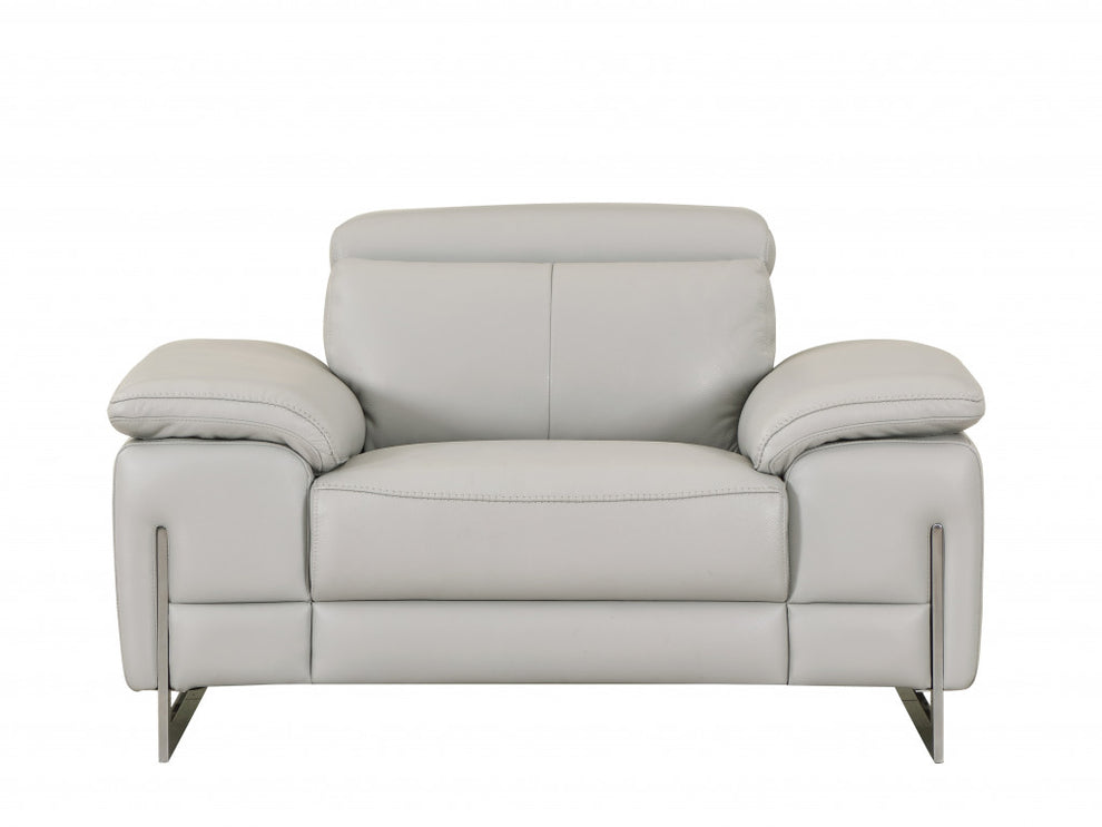 93" Tasteful Light Grey Leather Sofa Set By Homeroots | Sofa Set | Modishstore - 3