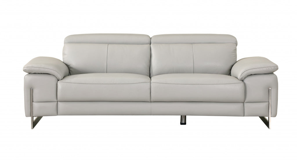 93" Tasteful Light Grey Leather Sofa Set By Homeroots | Sofa Set | Modishstore - 5