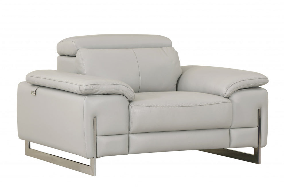 31" Light Grey Tasteful Leather Chair By Homeroots | Accent Chairs | Modishstore - 2