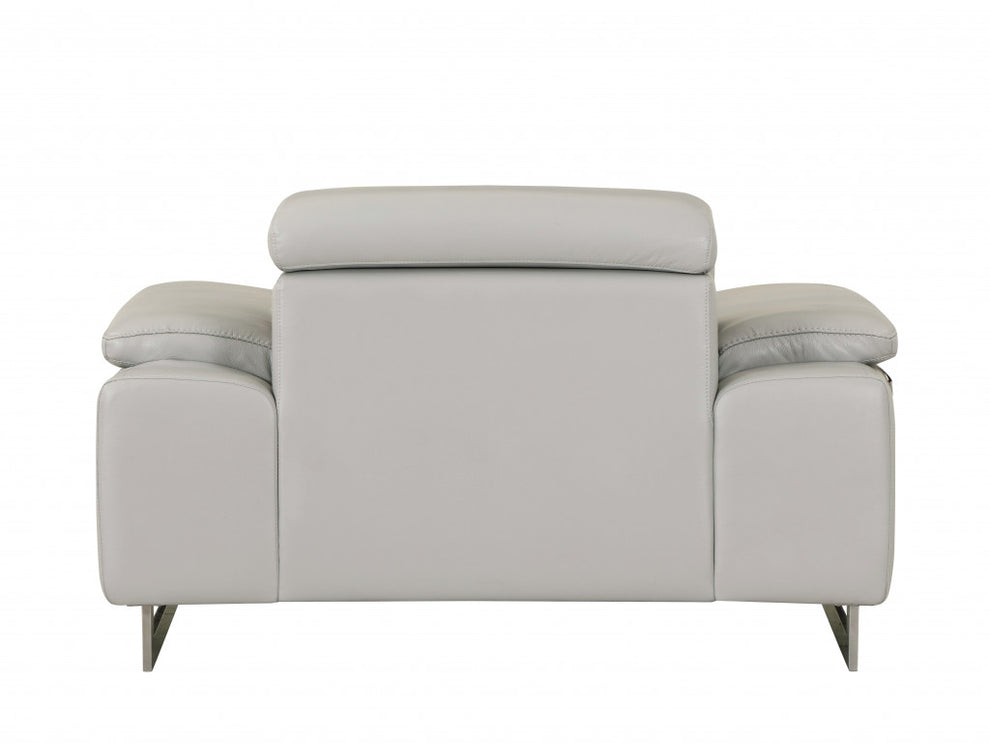 31" Light Grey Tasteful Leather Chair By Homeroots | Accent Chairs | Modishstore - 3