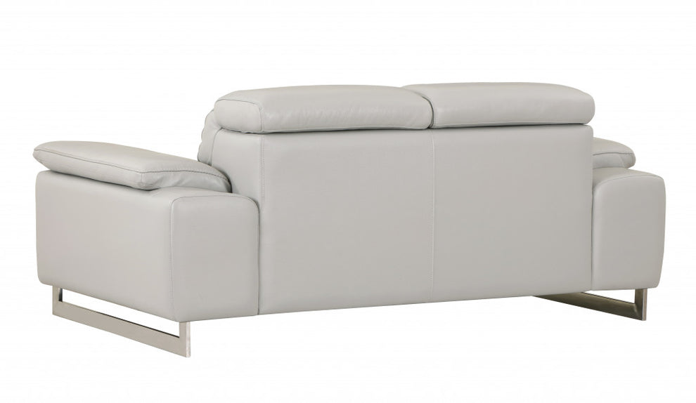 Tasteful Light Grey Genuine Italian Leather Loveseat By Homeroots | Loveseats | Modishstore - 3