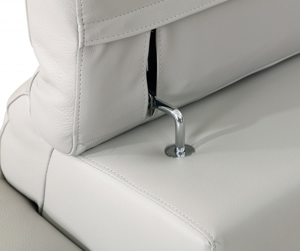 Tasteful Light Grey Genuine Italian Leather Loveseat By Homeroots | Loveseats | Modishstore - 5