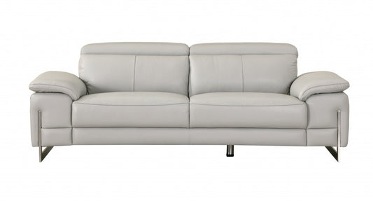 31" Tasteful Light Grey Leather Sofa By Homeroots | Sofas | Modishstore