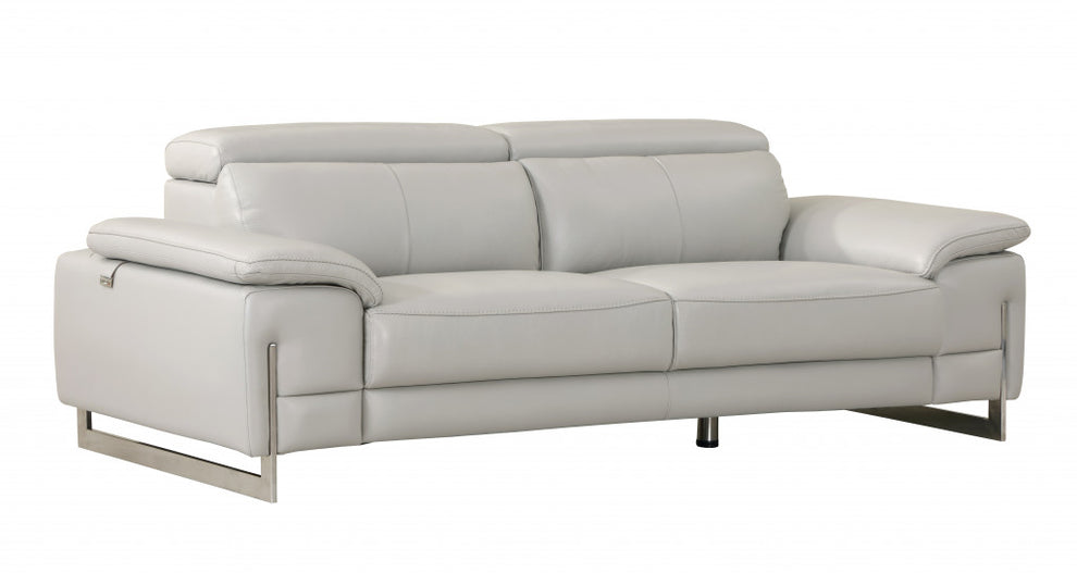 31" Tasteful Light Grey Leather Sofa By Homeroots | Sofas | Modishstore - 2