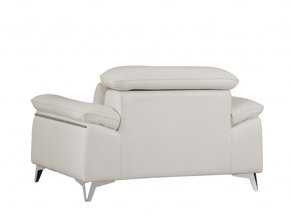 31" White Fashionable Leather Chair By Homeroots | Accent Chairs | Modishstore - 5