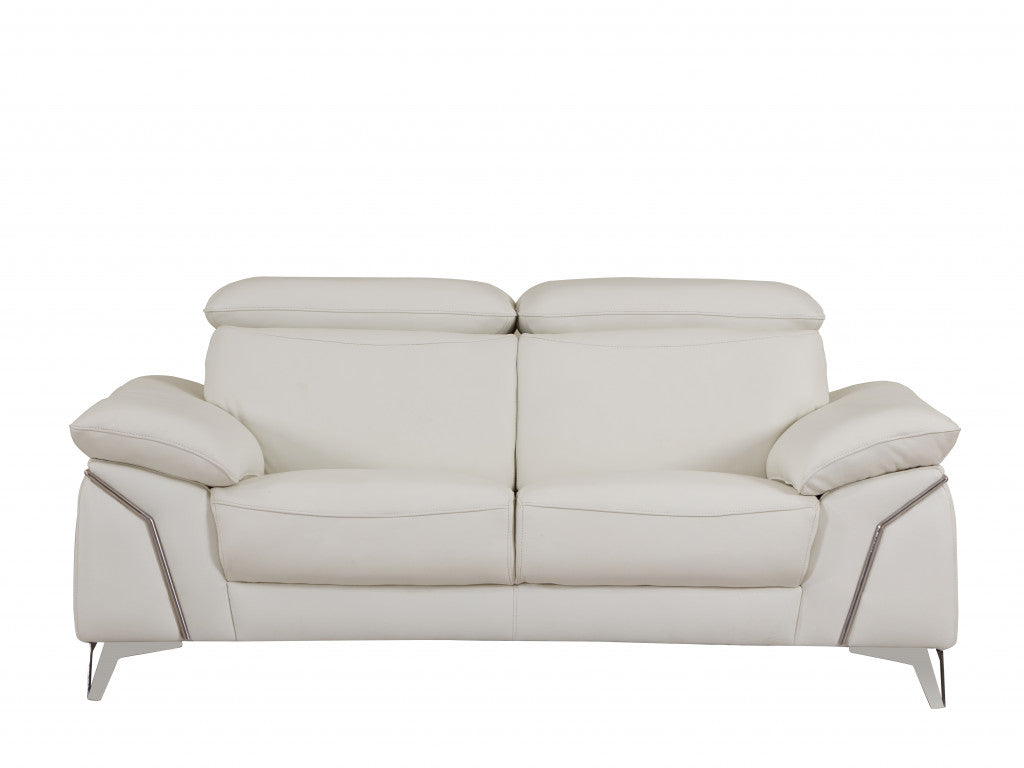 31" Fashionable White Leather Loveseat By Homeroots | Loveseats | Modishstore