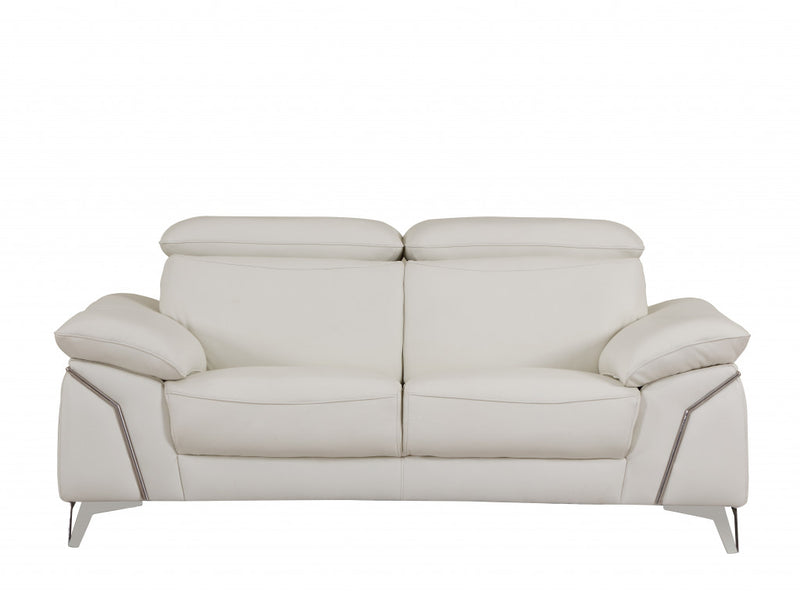 31" Fashionable White Leather Loveseat By Homeroots | Loveseats | Modishstore