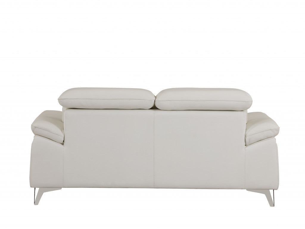 31" Fashionable White Leather Loveseat By Homeroots | Loveseats | Modishstore - 2