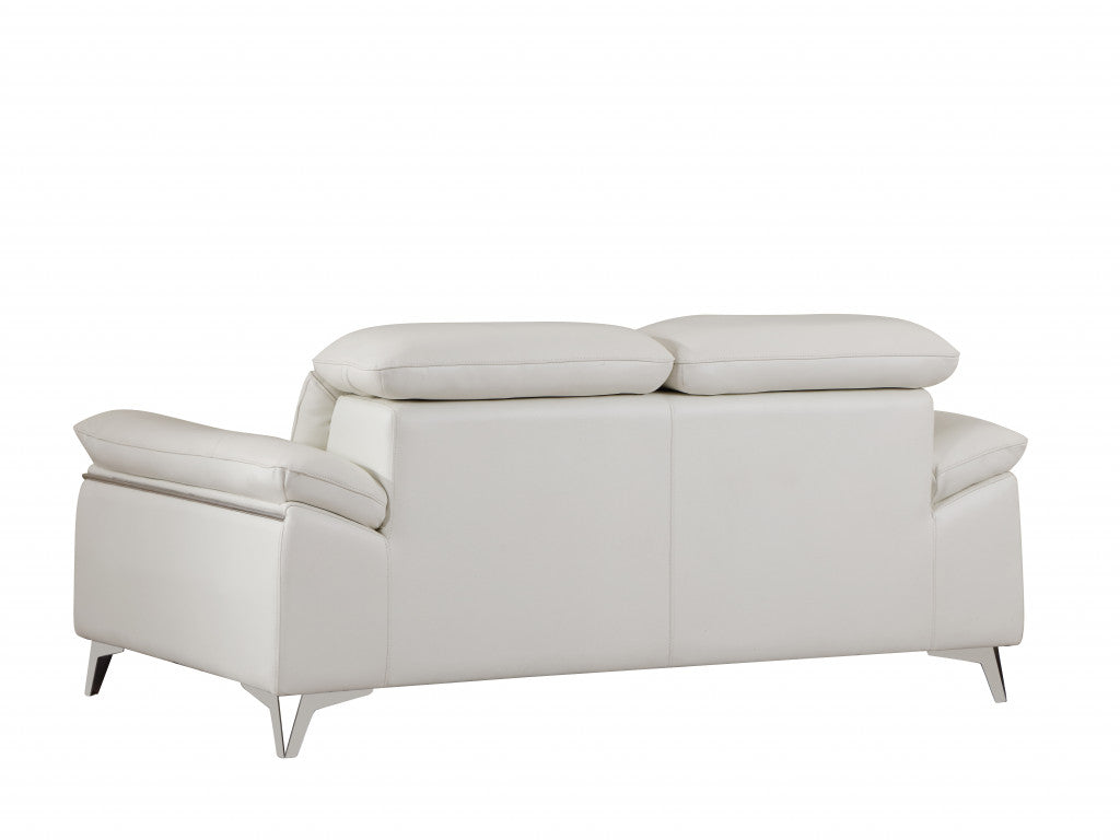 31" Fashionable White Leather Loveseat By Homeroots | Loveseats | Modishstore - 3
