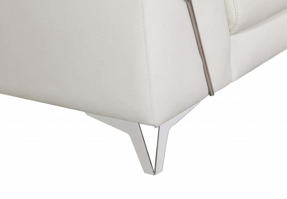 31" Fashionable White Leather Loveseat By Homeroots | Loveseats | Modishstore - 5