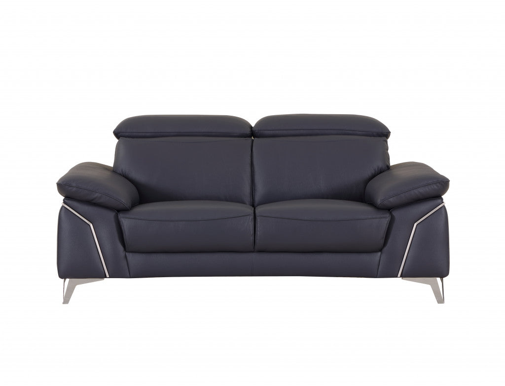 93" Navy Leather Sofa Set By Homeroots | Sofa Set | Modishstore - 4