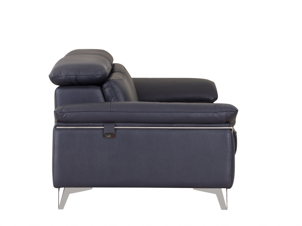 93" Navy Leather Sofa Set By Homeroots | Sofa Set | Modishstore - 6