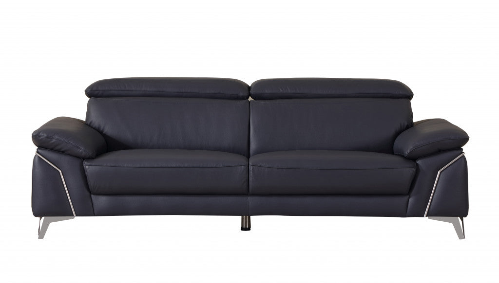 31" Fashionable Navy Leather Sofa By Homeroots | Sofas | Modishstore