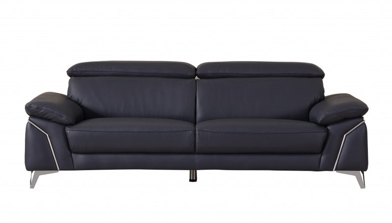 31" Fashionable Navy Leather Sofa By Homeroots | Sofas | Modishstore