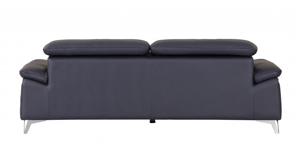 31" Fashionable Navy Leather Sofa By Homeroots | Sofas | Modishstore - 2