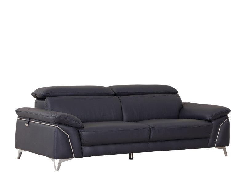 31" Fashionable Navy Leather Sofa By Homeroots | Sofas | Modishstore - 3