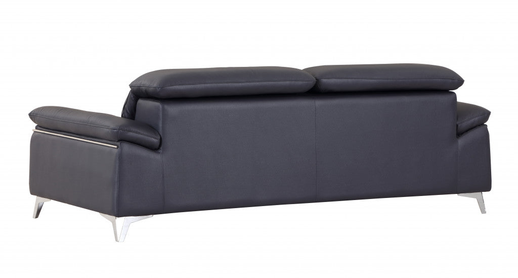 31" Fashionable Navy Leather Sofa By Homeroots | Sofas | Modishstore - 5