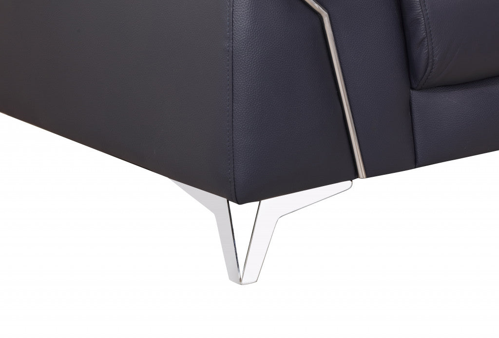 31" Fashionable Navy Leather Sofa By Homeroots | Sofas | Modishstore - 6