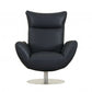 43" Navy Contemporary Leather Lounge Chair By Homeroots | Accent Chairs | Modishstore