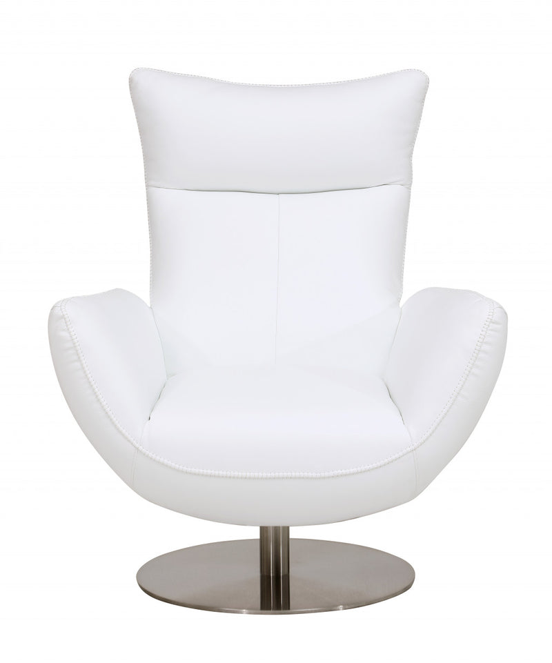 43" White Contemporary Leather Lounge Chair By Homeroots | Accent Chairs | Modishstore