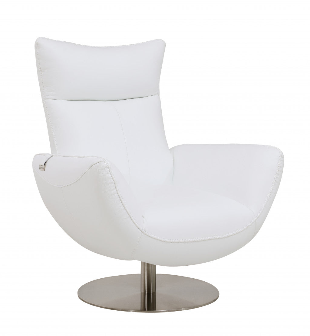 43" White Contemporary Leather Lounge Chair By Homeroots | Accent Chairs | Modishstore - 2