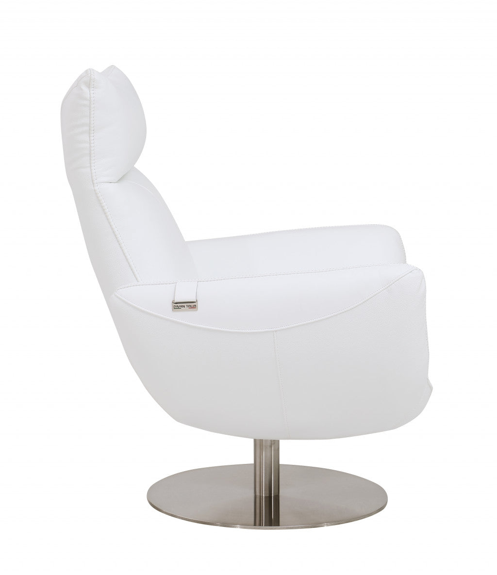 43" White Contemporary Leather Lounge Chair By Homeroots | Accent Chairs | Modishstore - 3