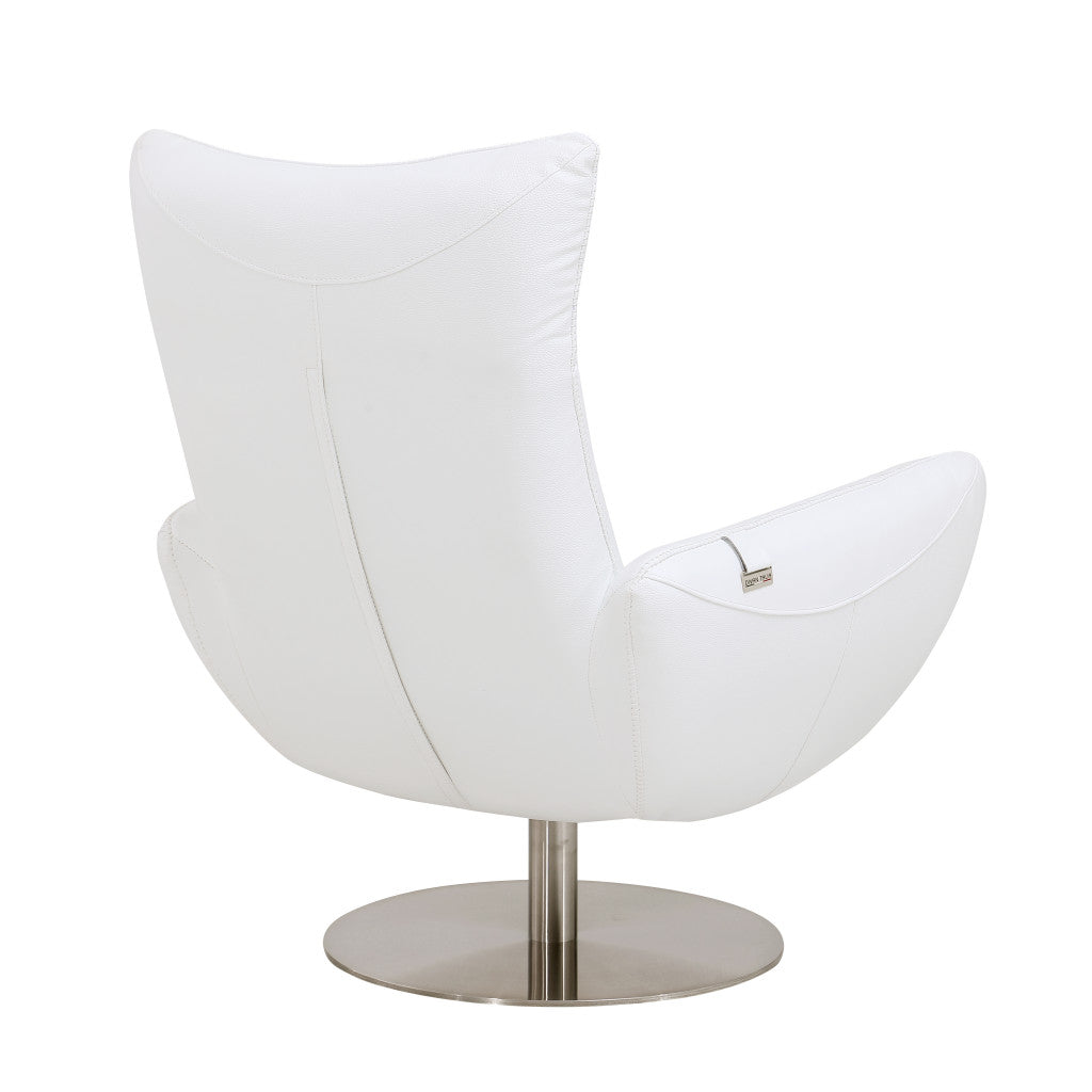 43" White Contemporary Leather Lounge Chair By Homeroots | Accent Chairs | Modishstore - 4