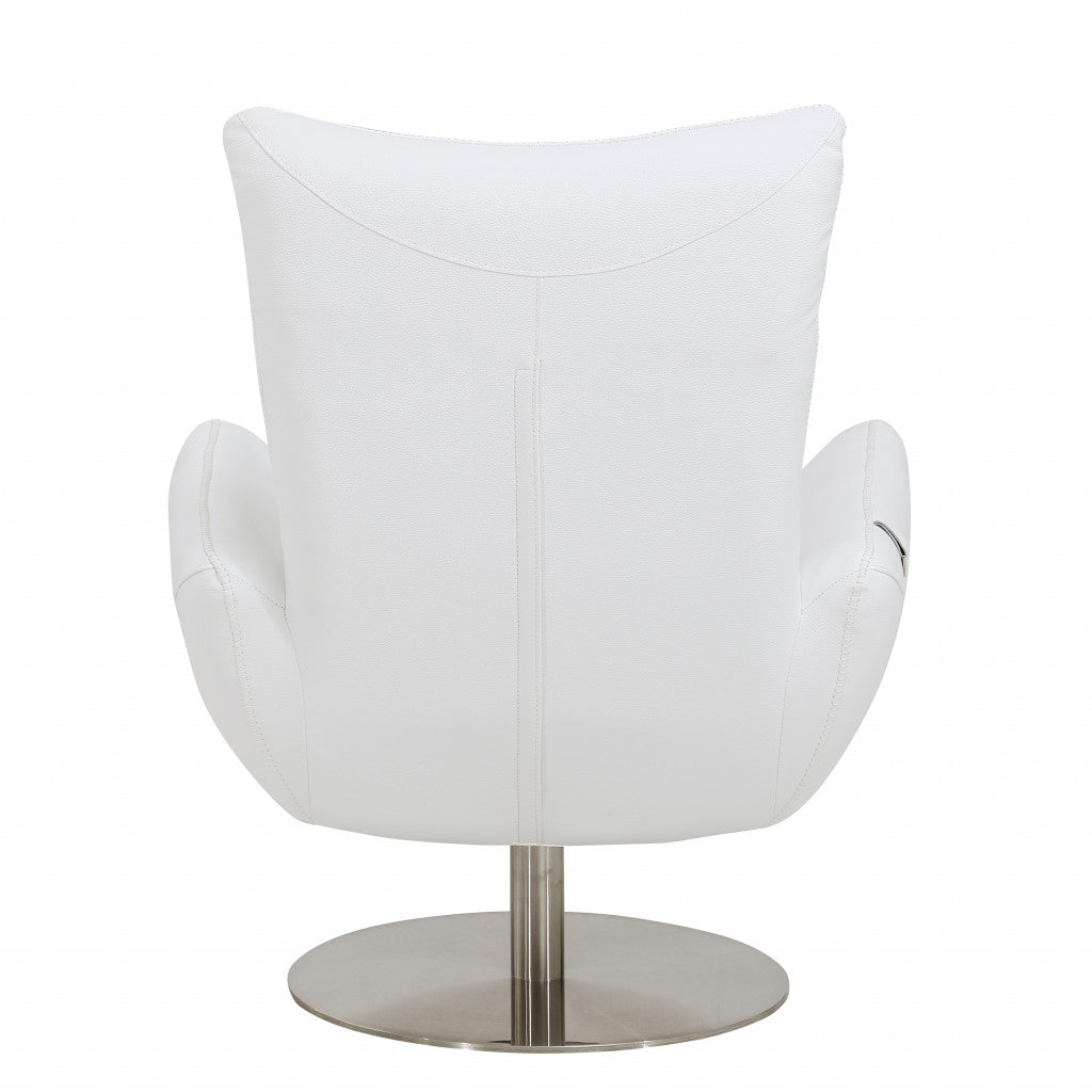 43" White Contemporary Leather Lounge Chair By Homeroots | Accent Chairs | Modishstore - 5
